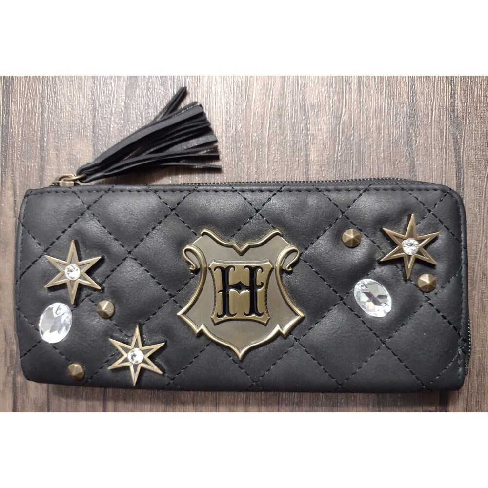 Harry Potter Hogwarts Crest Wallet Faux Leather Stars Studded Gems Bioworld
